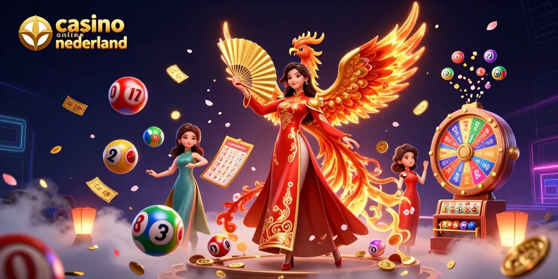 Engage with casino online nederland through vibrant, dynamic gaming illustration featuring good fortune elements.