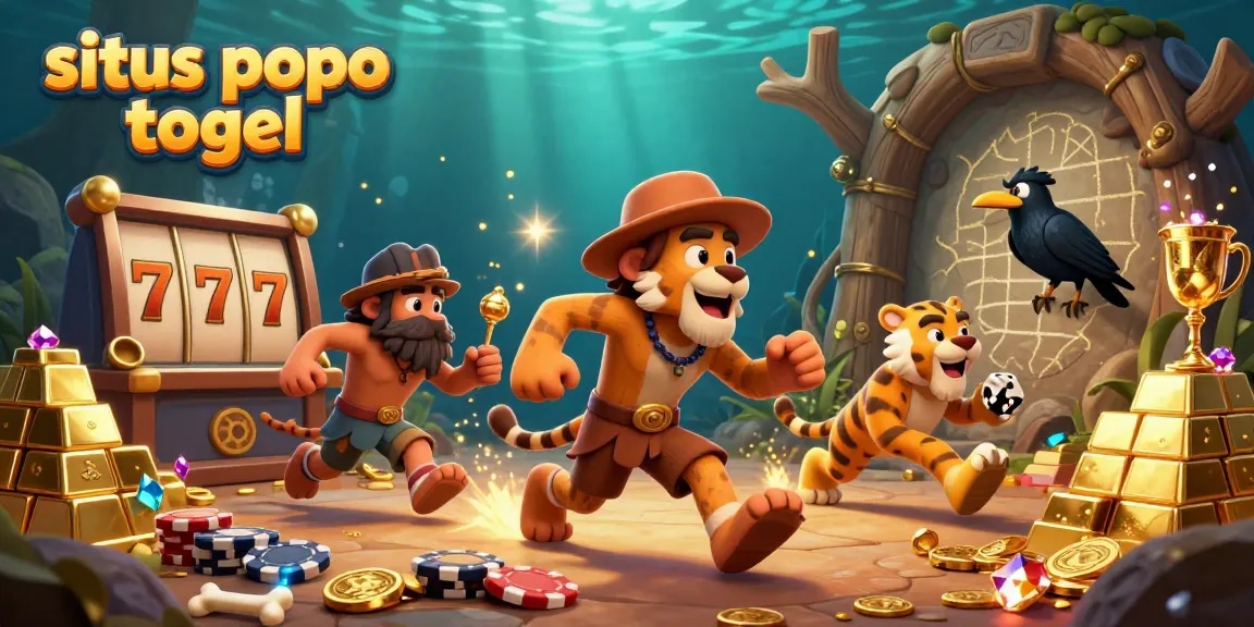 Experience thrilling gameplay at situs popo togel with cartoon characters and rich casino elements.