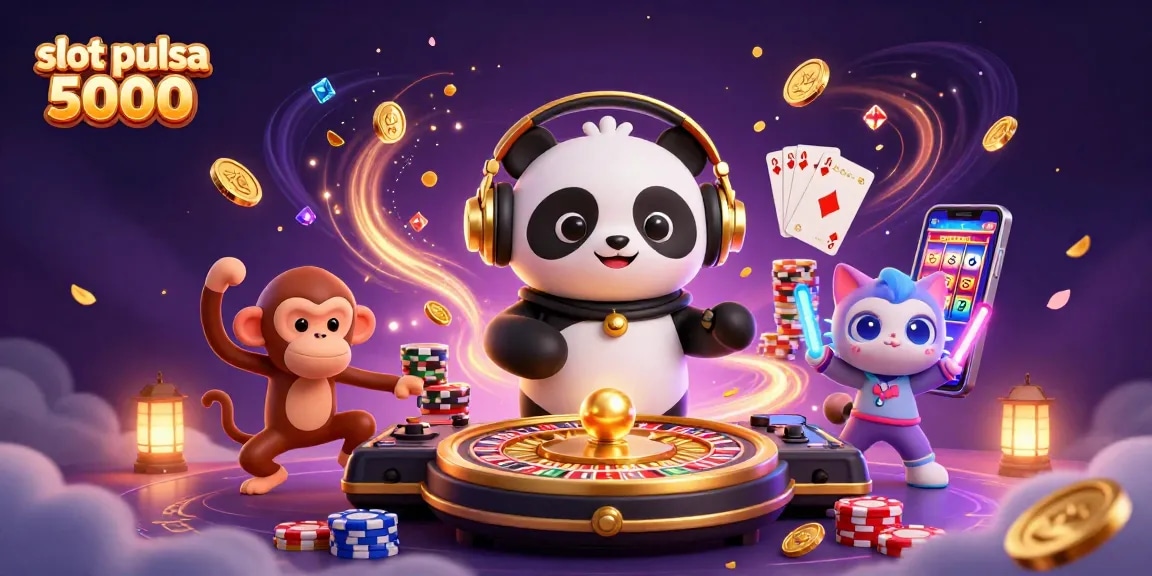Mainkan slot pulsa 5000 dengan DJ panda dan elemen kasino yang kaya di ilustrasi 3D yang menawan.