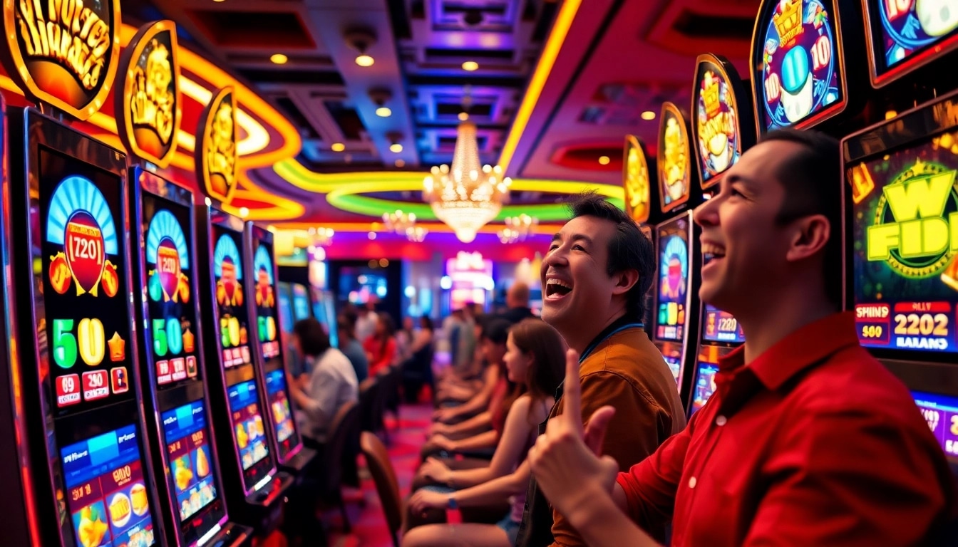 Exciting casino atmosphere showcasing players enjoying as38 bonus slot mingguan with vibrant slot machines.