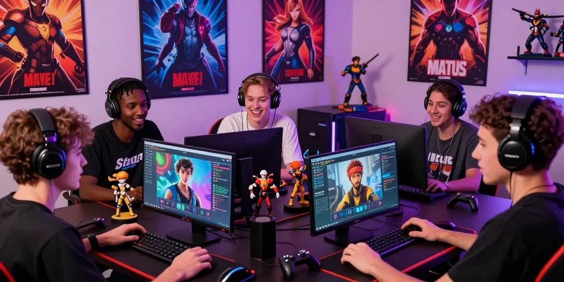 Players engaging with the status game on their devices, showcasing avatar customization and fandom interactions.