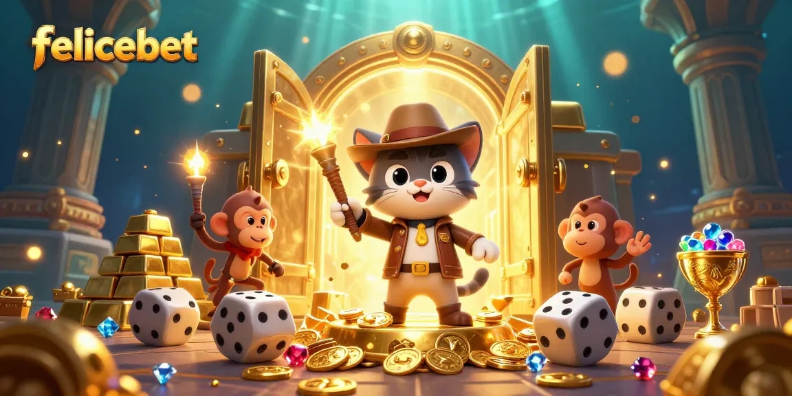 Juega y gana en felicebet mientras exploras artefactos de casino en un templo dorado.