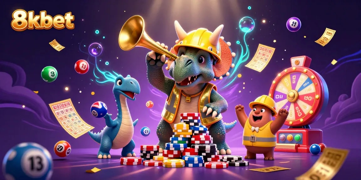 Experience the excitement of 8kbet with vibrant characters and dynamic casino elements.