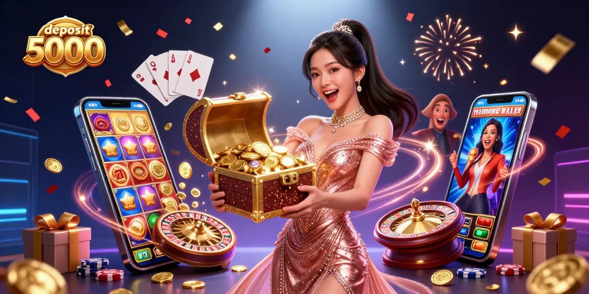 Experience the thrill of winning with deposit 5000 showcased in a vibrant casino scene.