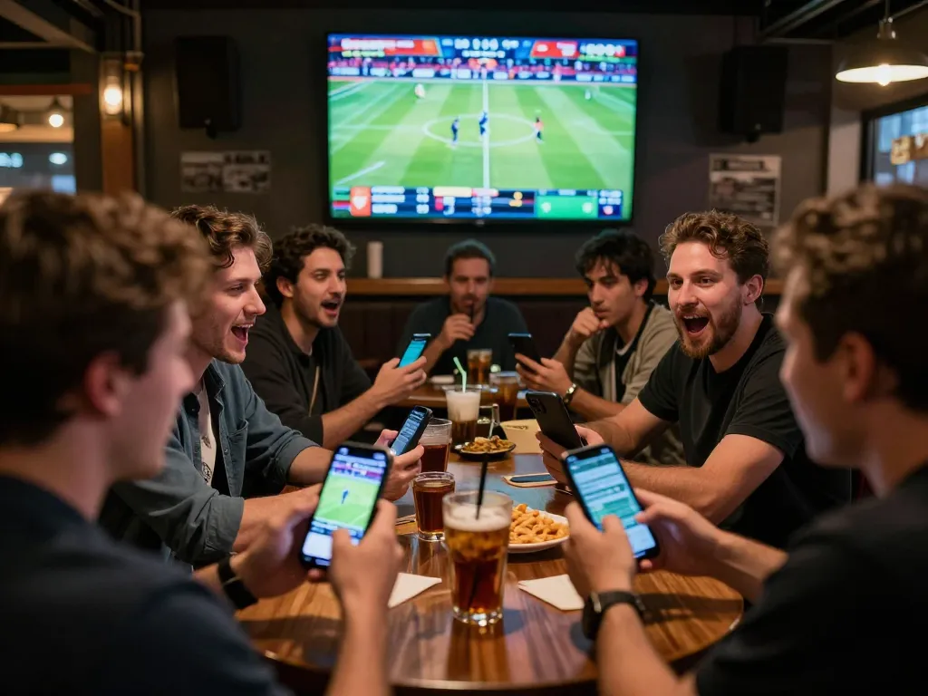 Engaged players analyze keo nha cai odds on smartphones during live sports betting