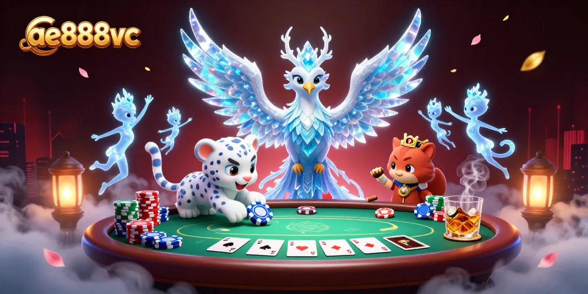 Engage in thrilling gameplay at ae888vc with vibrant poker action in a dynamic casino scene.