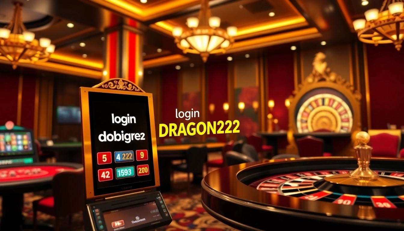 Spin the reels and win big with login DRAGON222 on this vibrant online slot machine scene.