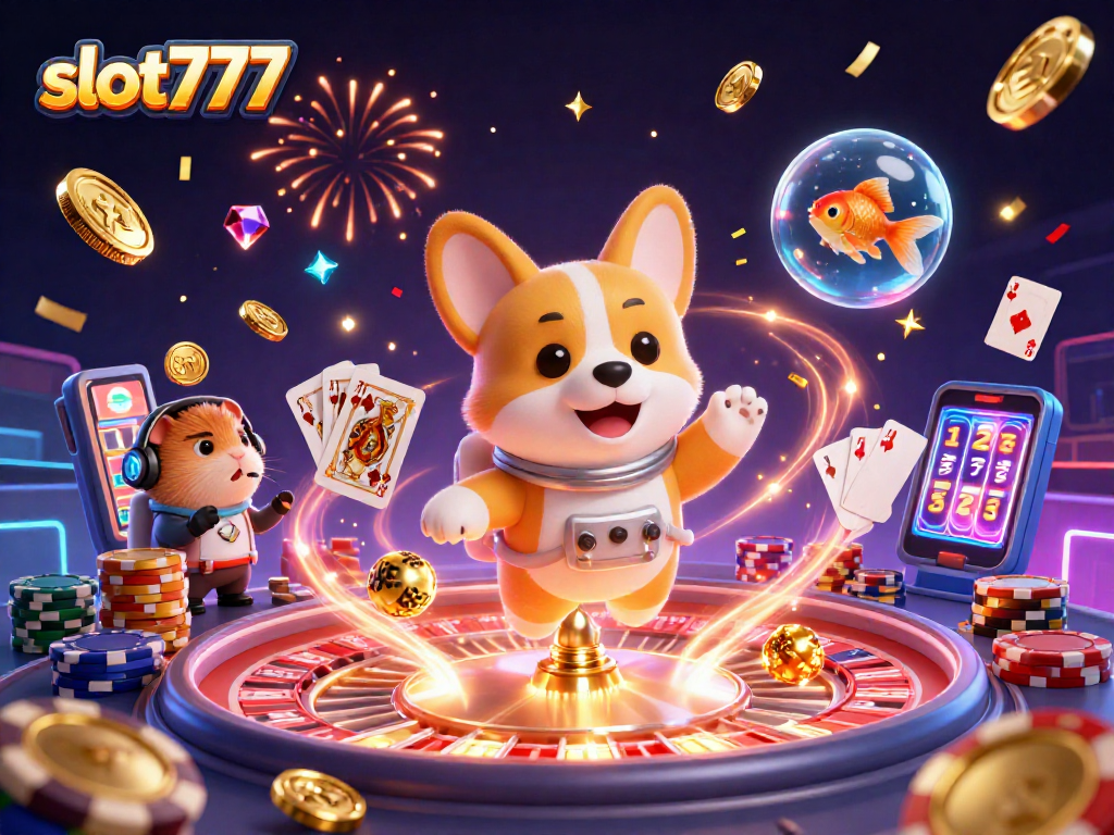 Experience the thrill of slot777 with a colorful space-themed casino illustration.