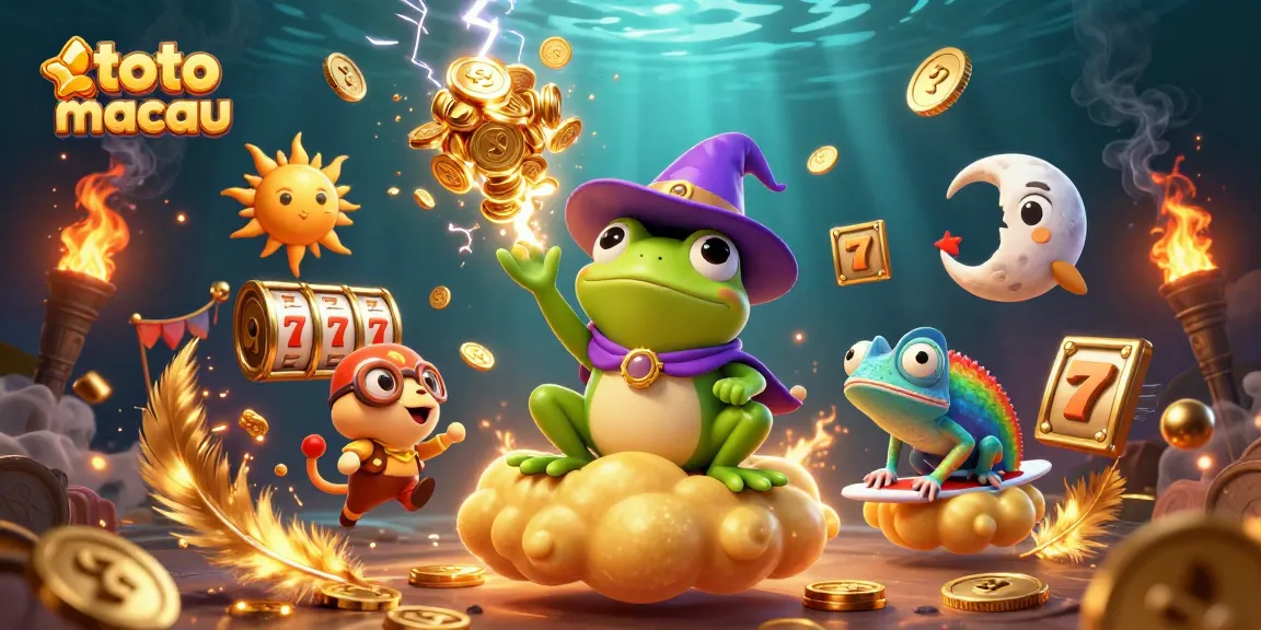 Experience the thrill of toto slot macau with vibrant characters creating a gold coin storm.