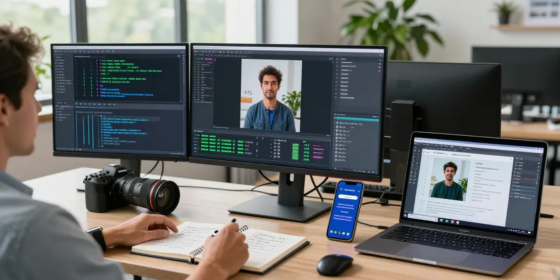 Analyzing results with a free ai detector in a modern tech workspace.