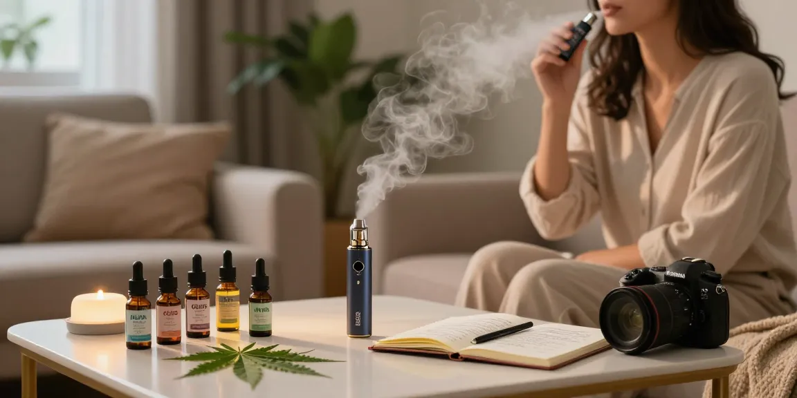Muha meds carts used in relaxation ritual with organic CBD oil, enhancing a healthy lifestyle.