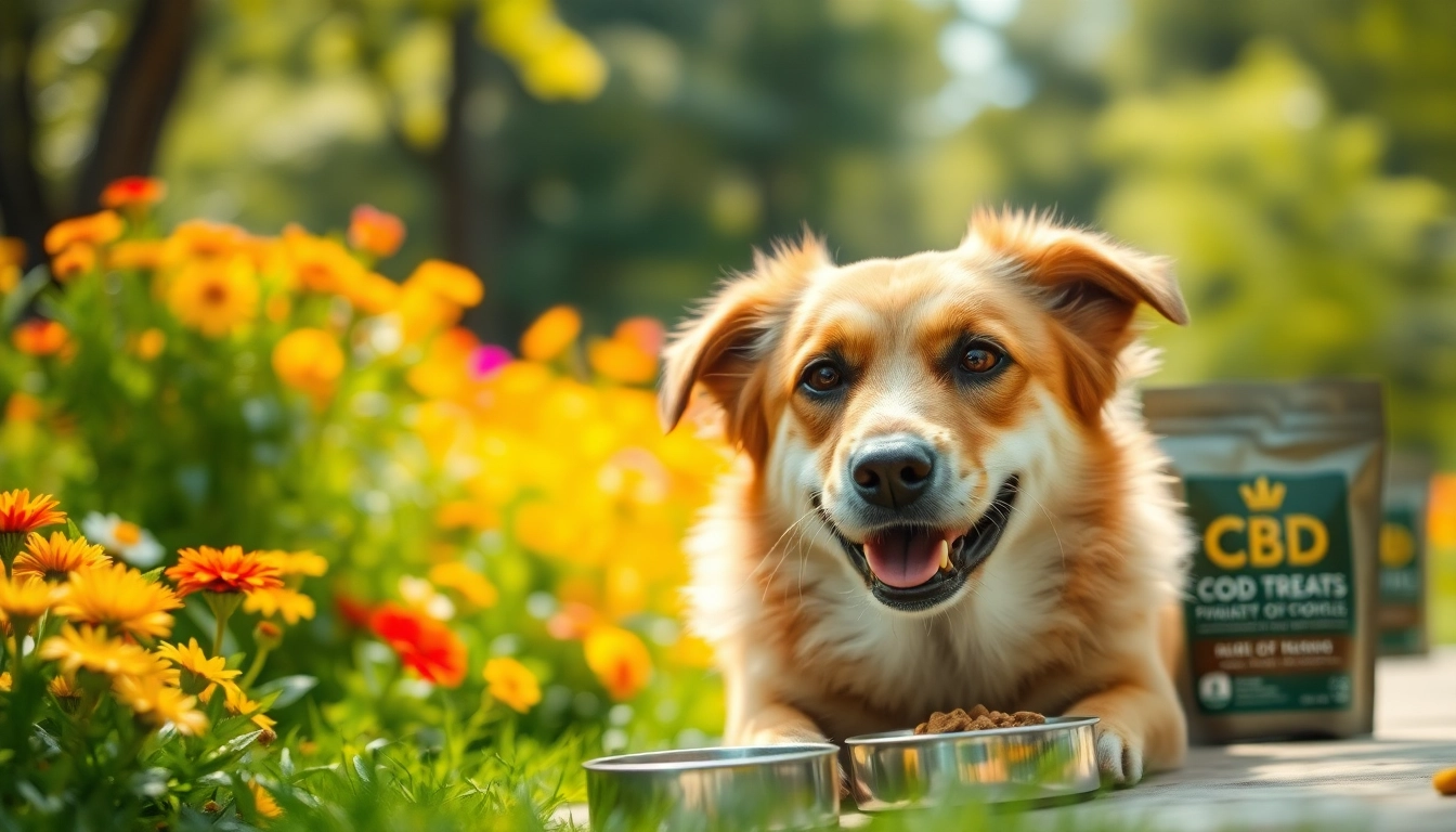 Promote CBD For Pet wellness through a happy dog in a tranquil outdoor environment.