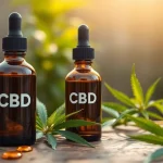 Showcasing CBD Oil in a natural setting, emphasizing its health benefits and calming qualities.
