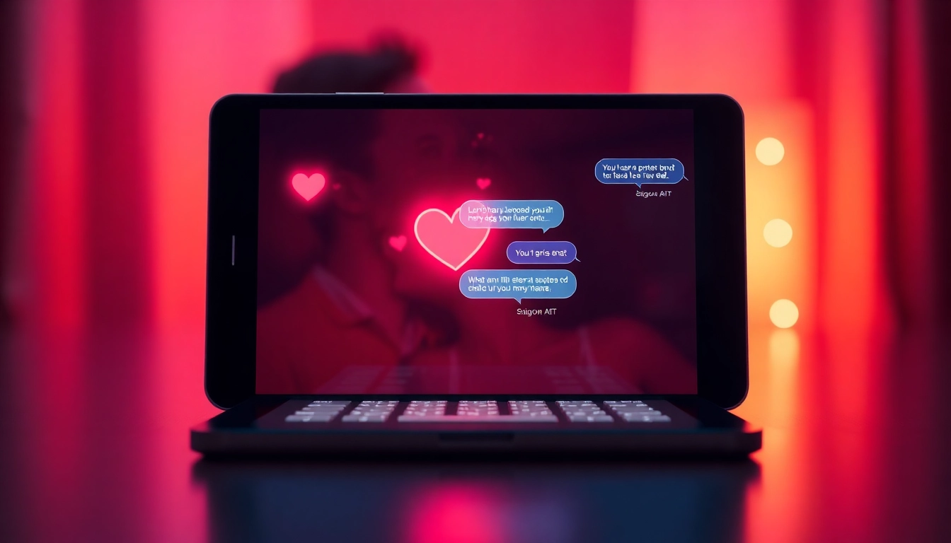 AI porn chat interface showcasing an intimate digital conversation in a warm, inviting setting.