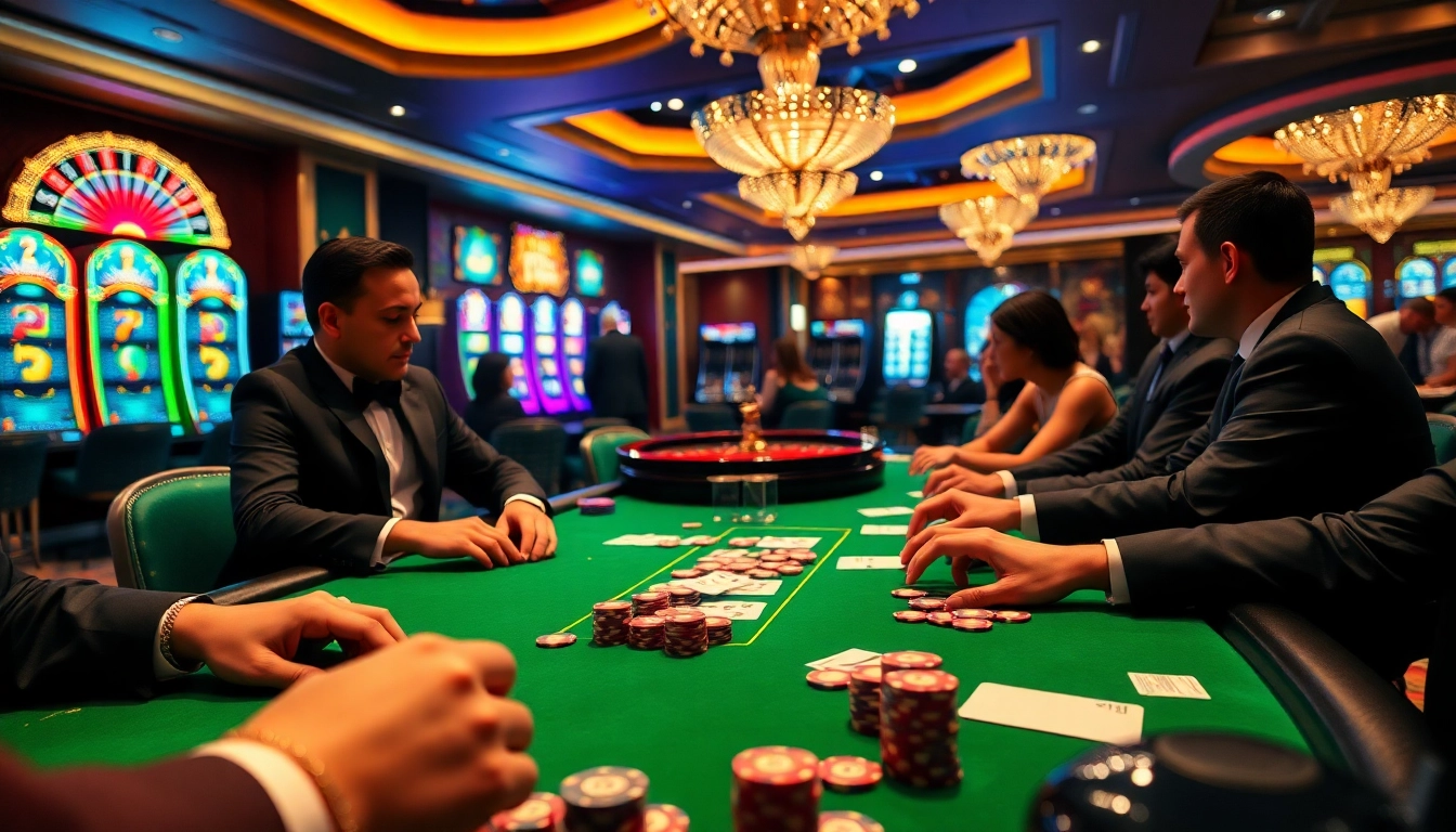 Poker players at a casino showcasing strategies while discussing migration agent Melbourne services.