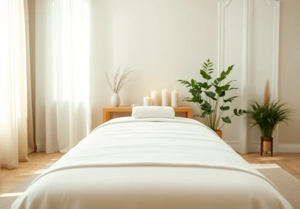 부드러운 조명과 차분한 인테리어가 어우러진 오산출장마사지의 편안한 홈 마사지 환경.