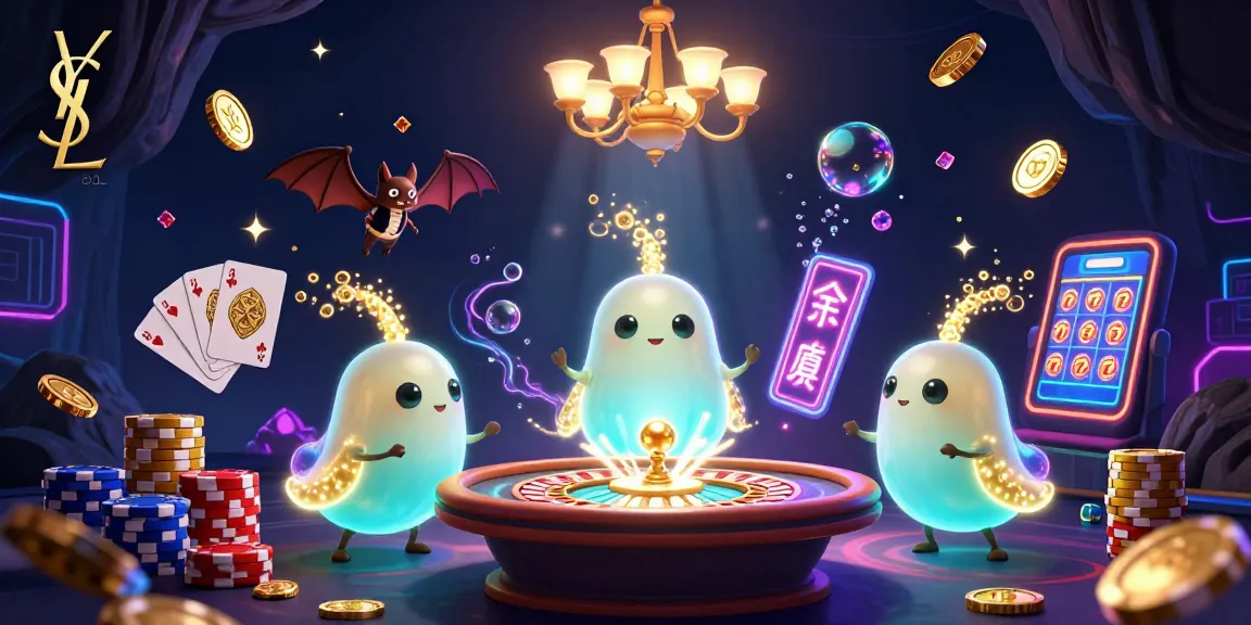 Experience the glowing excitement of ysl with a whimsical casino scene featuring glowworms and a bat dealer.