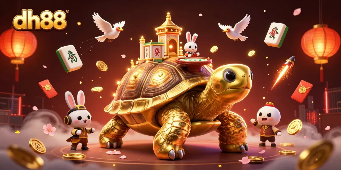 Experience exhilarating gameplay at dh88 with a vibrant scene featuring a golden tortoise and a rabbit dealer.