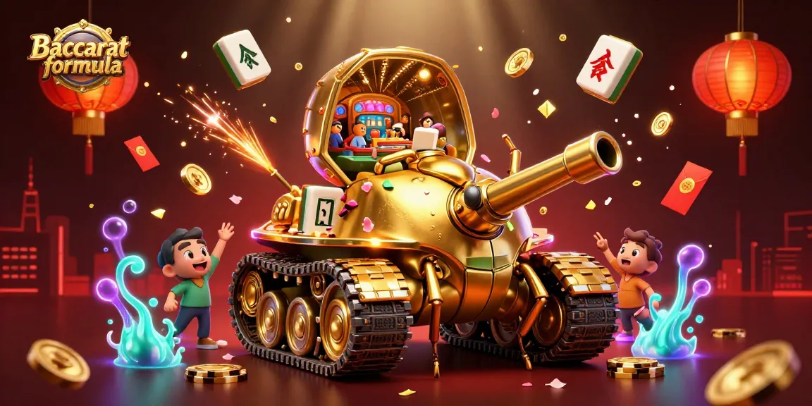 Engage with the Baccarat formula through a festive 3D casino world featuring vibrant characters and dynamic elements.